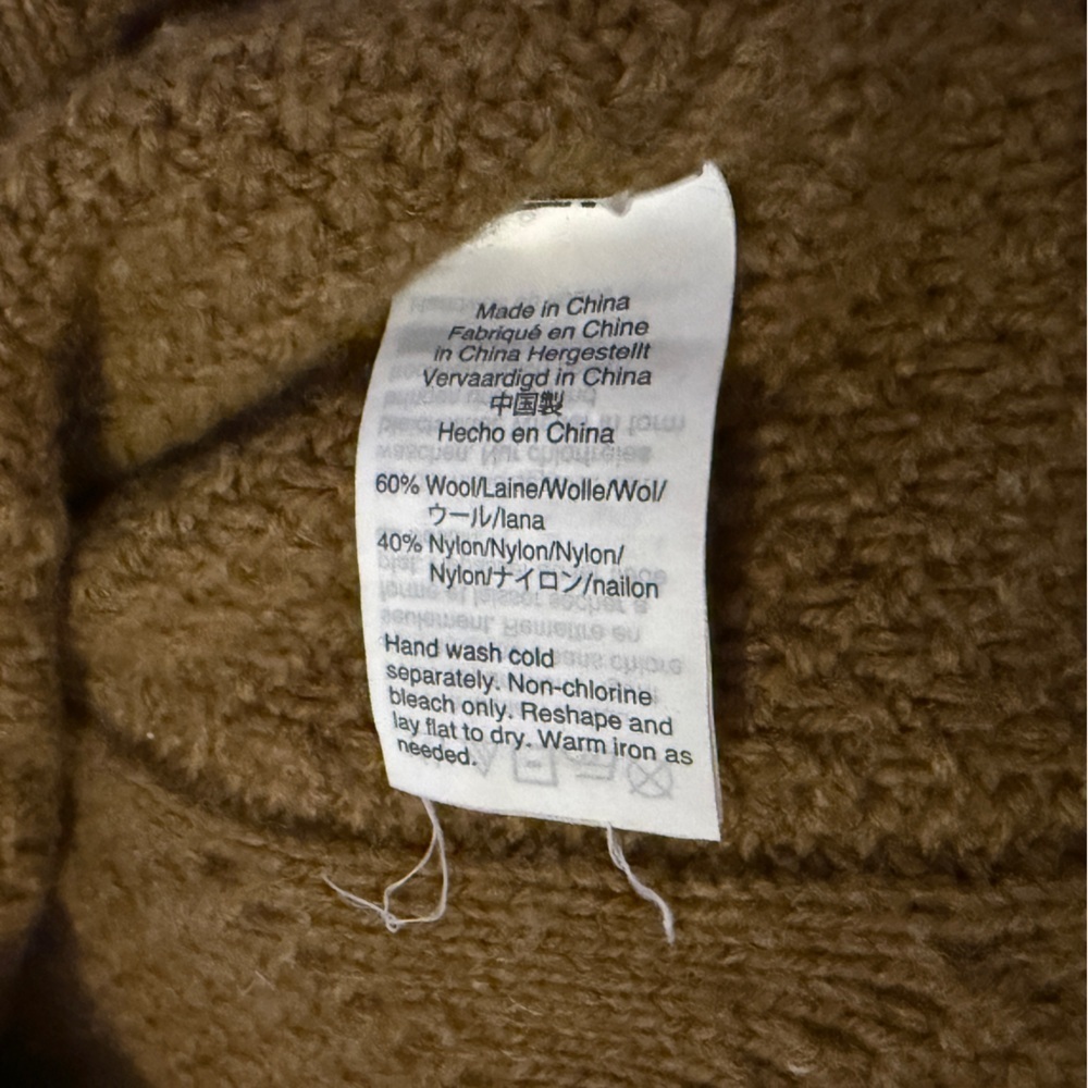 J. Crew Wool Blend Patchwork Cable Knit Tunic Sweater Sz Small Capsule Tan Camel - Picture 8 of 9